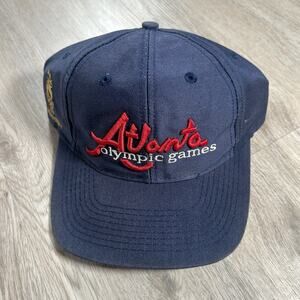 VTG 1996 Atlanta Olympics Snapback Hat The Game USA‎ Olympic Blue Logo Cap